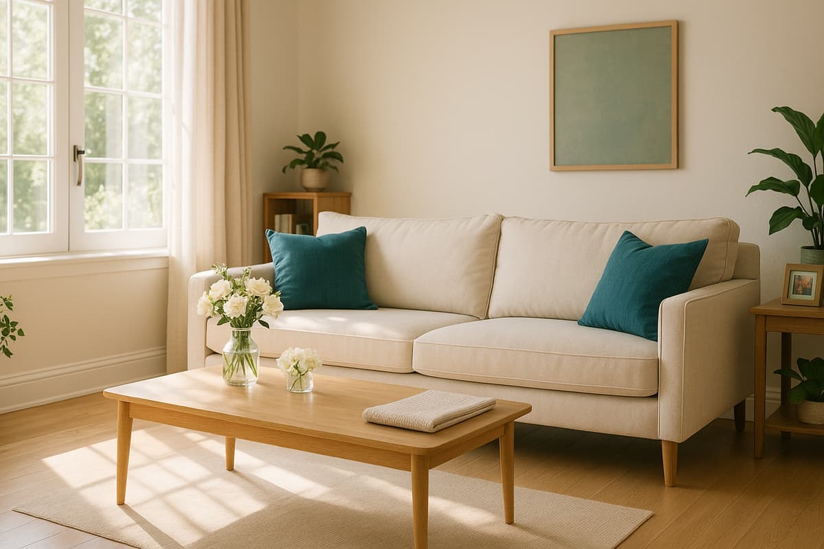 Beautiful, sparkling clean living room showcasing professional cleaning results